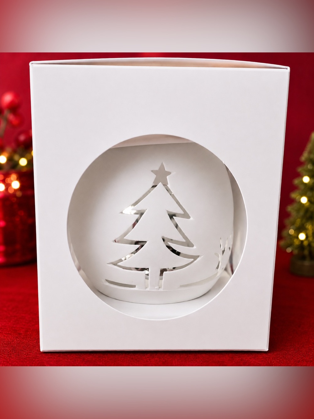White Ornament, Reflective Mirror Tree ~ Gift Box 🎁
